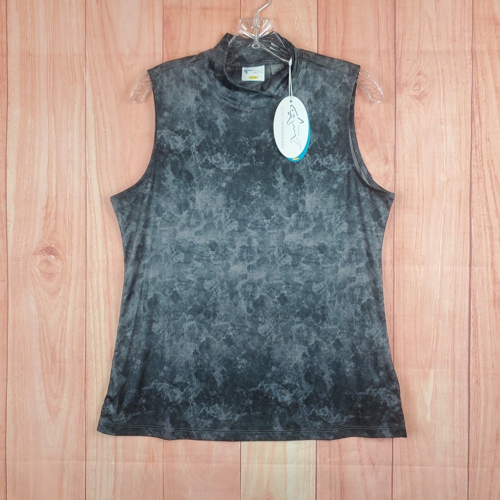Greg Norman Womens Tank Top Sz Large Tie Dye Mock Neck Polyester Pullover